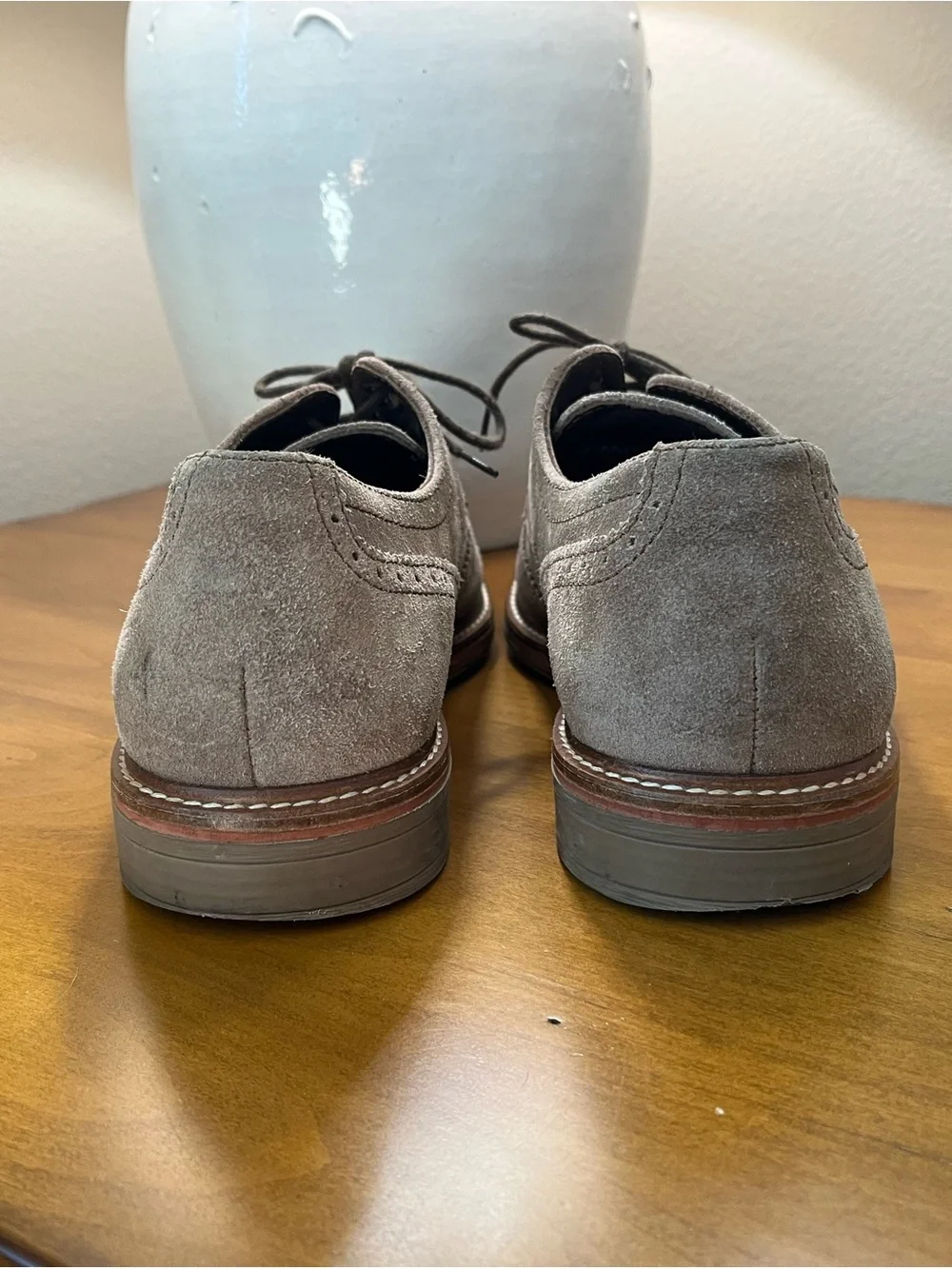 Mephisto Air-Jet Taupe Grey Brown Suede Wingtip Brogue Oxfords •  Size 9 • EUC